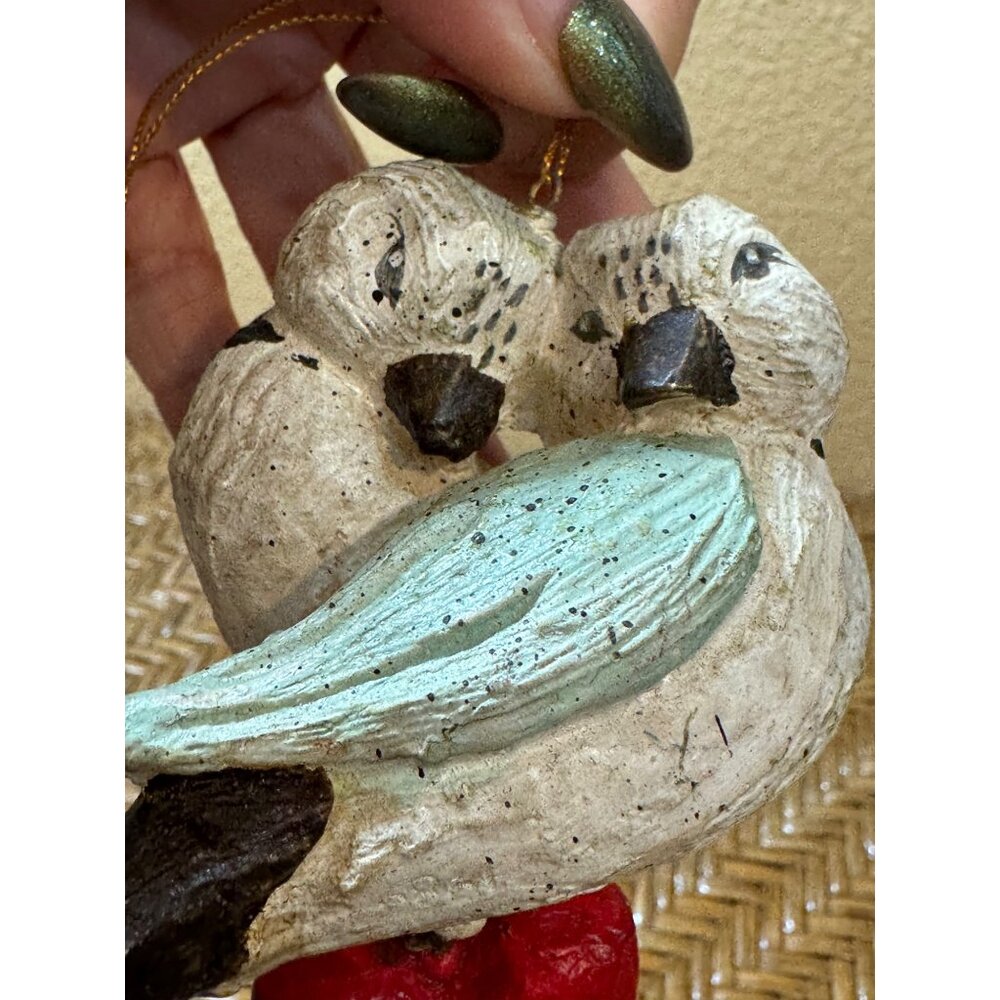 Vintage House Of Hatten Lovebirds Ornament With Red Heart 1989